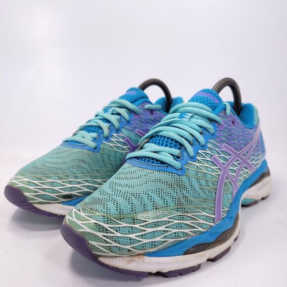 Asics Gel-Nimbus 18 Athletic Lace Up Running Shoes Womens Size 8 T650N Blue - Picture 1 of 10